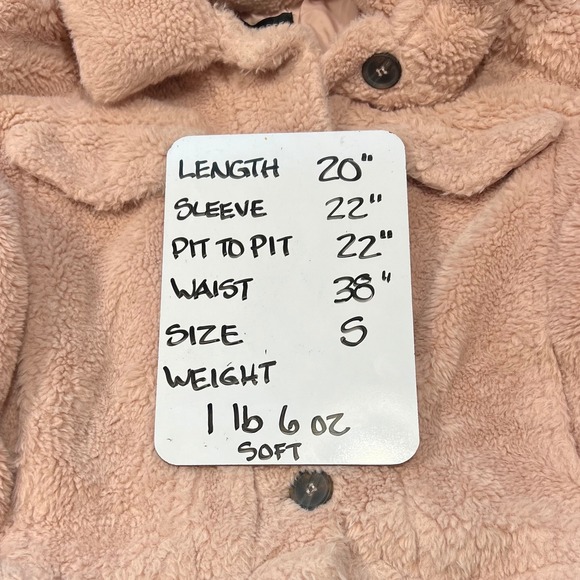 Love‎ Tree Fuzzy Teddy Bear Jacket Cropped Sherpa Coat Warm Winter Pink Small - Picture 8 of 8